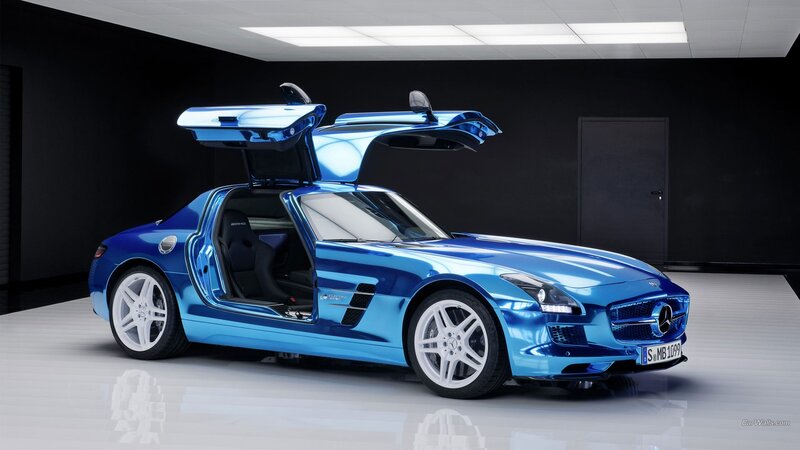 Blue Sports Car — Dramatic, 3d Render, Car Door