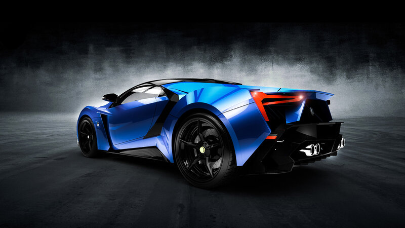 Blue Sports Car — Dramatic, 3d Render, Exhaust