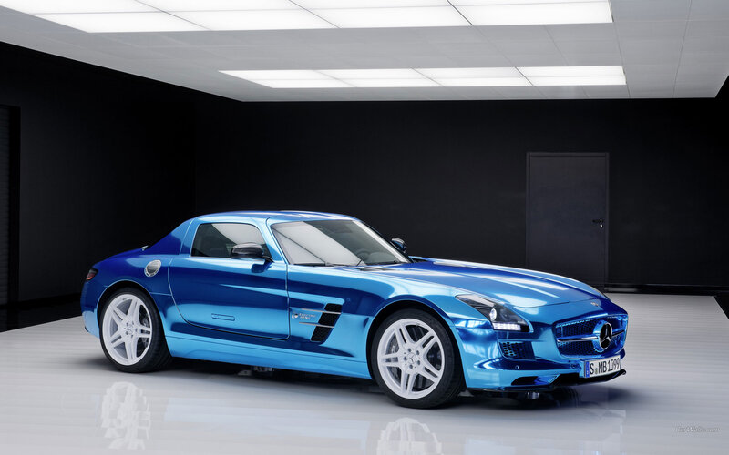 Blue Sports Car — Dramatic, 3d Render, Garage