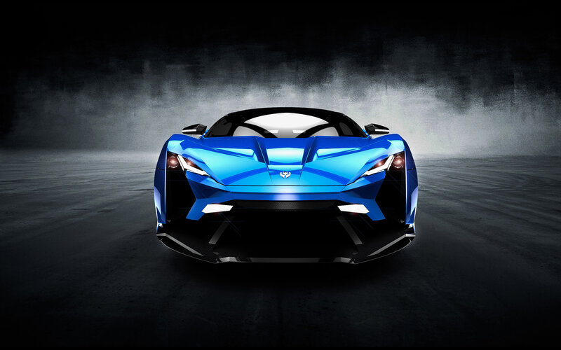 Blue Sports Car — Dramatic, 3d Render, Headlights, Smoke