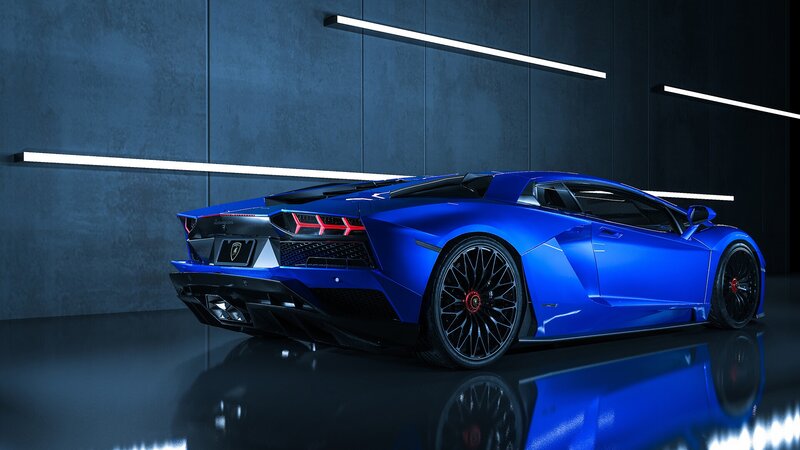 Blue Sports Car — Dramatic, 3d Render, Lights