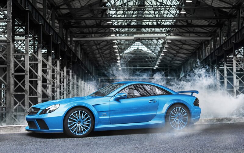 Blue Sports Car — Dramatic, 3d Render, Smoke