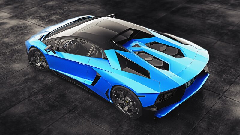 Blue Sports Car — Dramatic, 3d Render, Tire, Wheel
