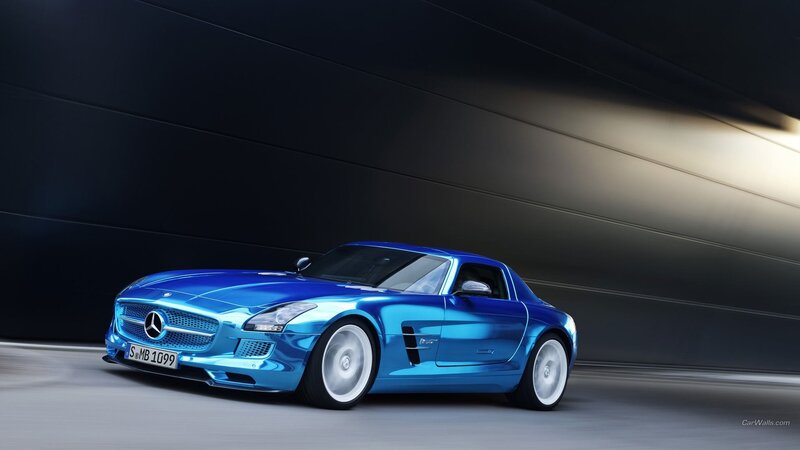Blue Sports Car — Dramatic, 3d Render, Tunnel