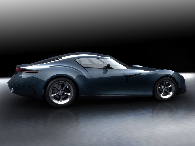 Blue Sports Car — Dramatic, 3d Render, Wheel, Window, Black