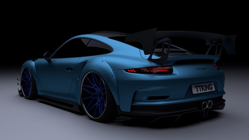 Blue Sports Car — Dramatic, 3d Render, Wings