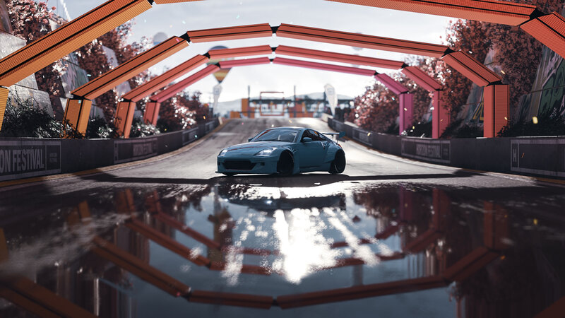 Blue Sports Car — Dramatic, Afternoon, 3d Render, Bridge