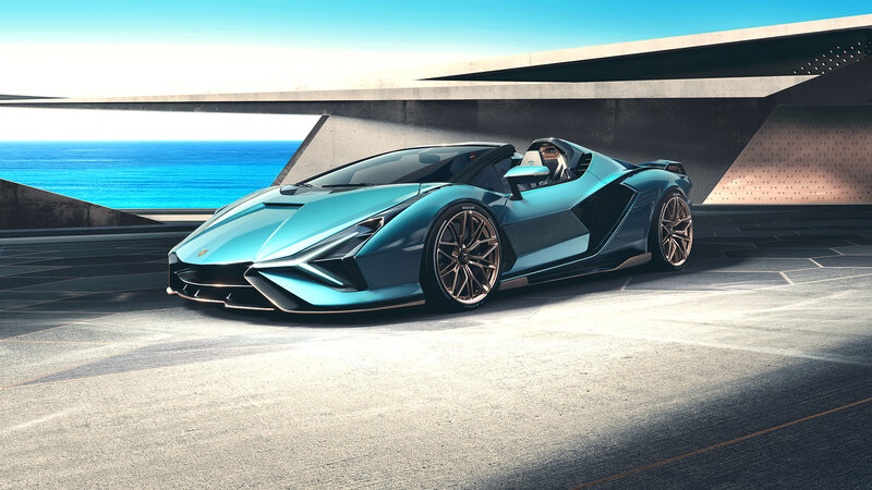Blue Sports Car — Dramatic, Afternoon, 3d Render, Ocean