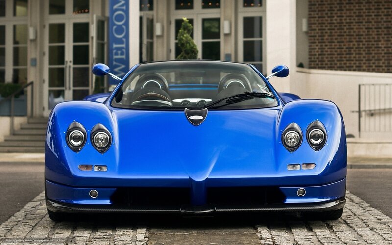 Blue Sports Car — Dramatic, Afternoon, Photograph, Building, Cobblestones