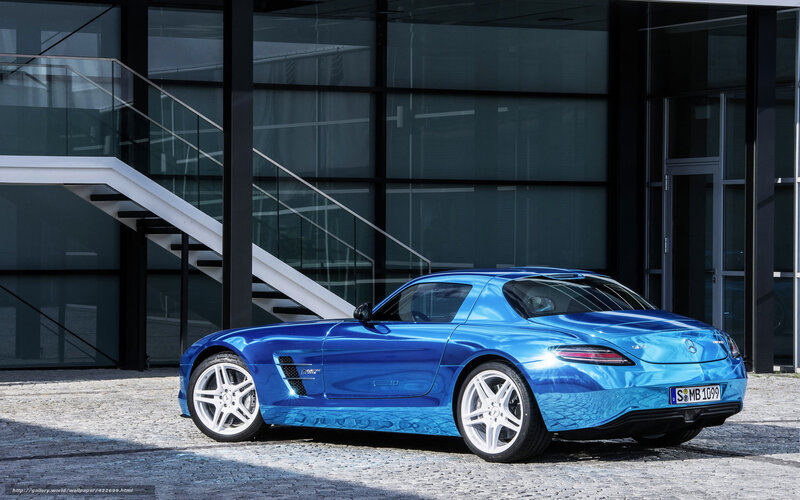 Blue Sports Car — Dramatic, Afternoon, Photograph, Building, Staircase, Cobblestone