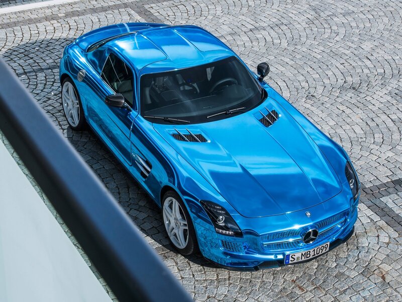 Blue Sports Car — Dramatic, Afternoon, Photograph, Cobblestone
