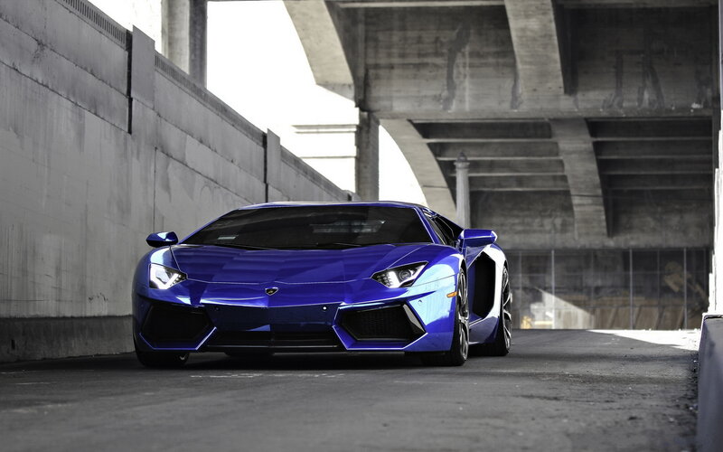 Blue Sports Car — Dramatic, Afternoon, Photograph, Concrete Wall