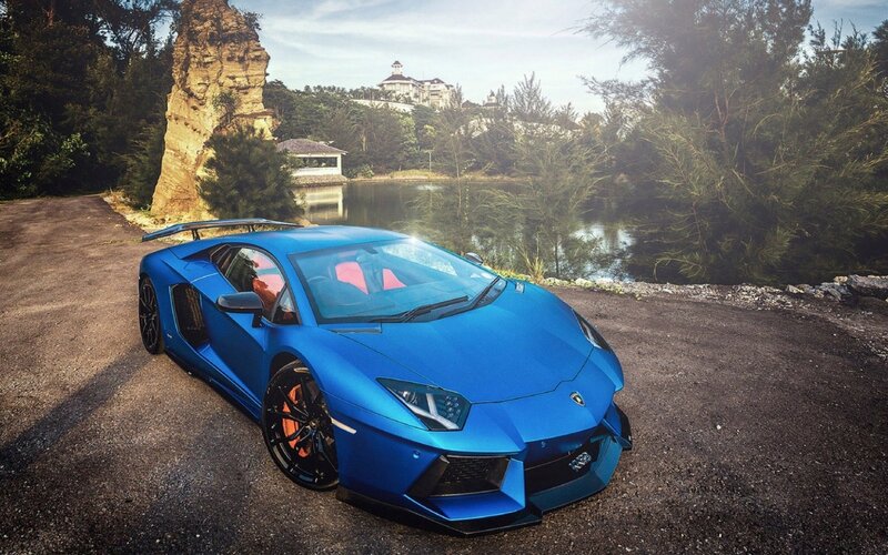 Blue Sports Car — Dramatic, Afternoon, Photograph, Lake