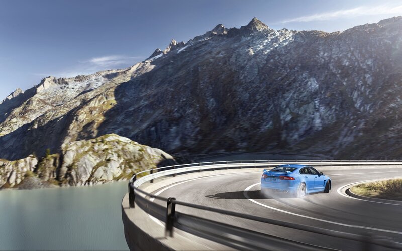 Blue Sports Car — Dramatic, Afternoon, Photograph, Mountain, Lake