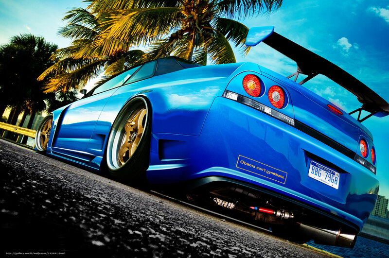 Blue Sports Car — Dramatic, Afternoon, Photograph, Palm Trees, License Plate