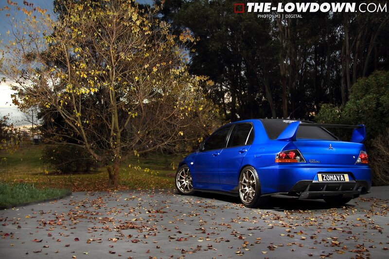 Blue Sports Car — Dramatic, Autumn, Photograph, Tree