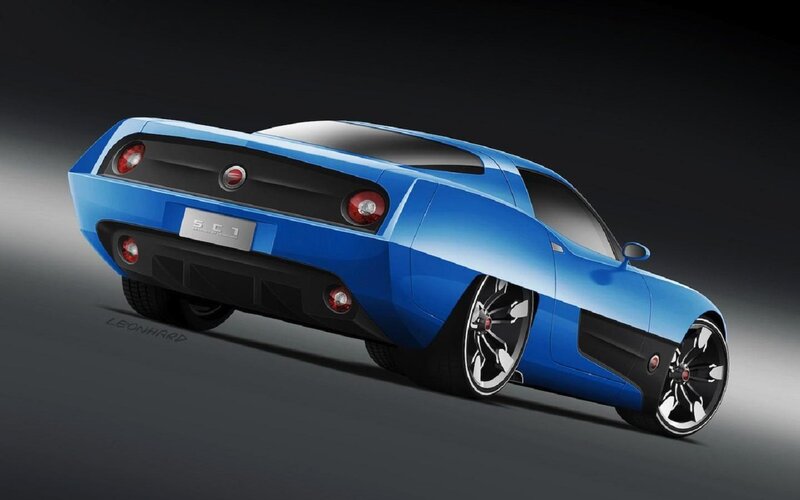 Blue Sports Car — Dramatic, Digital Art, Wheels, Taillights