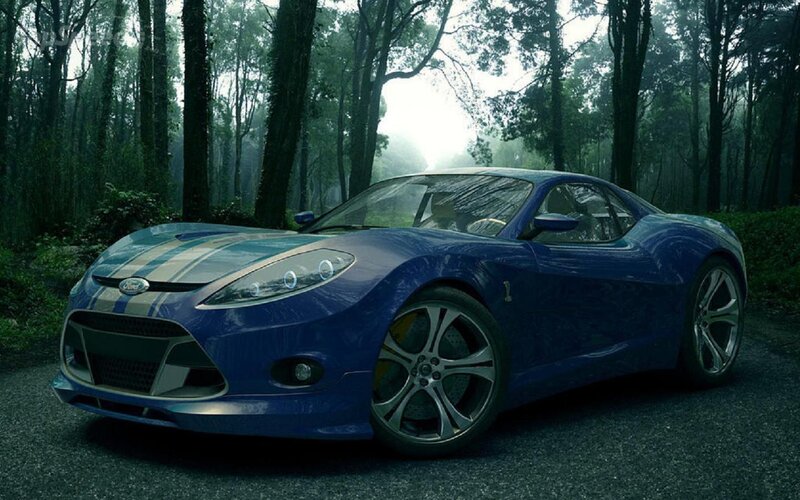 Blue Sports Car — Dramatic, Morning, Photograph