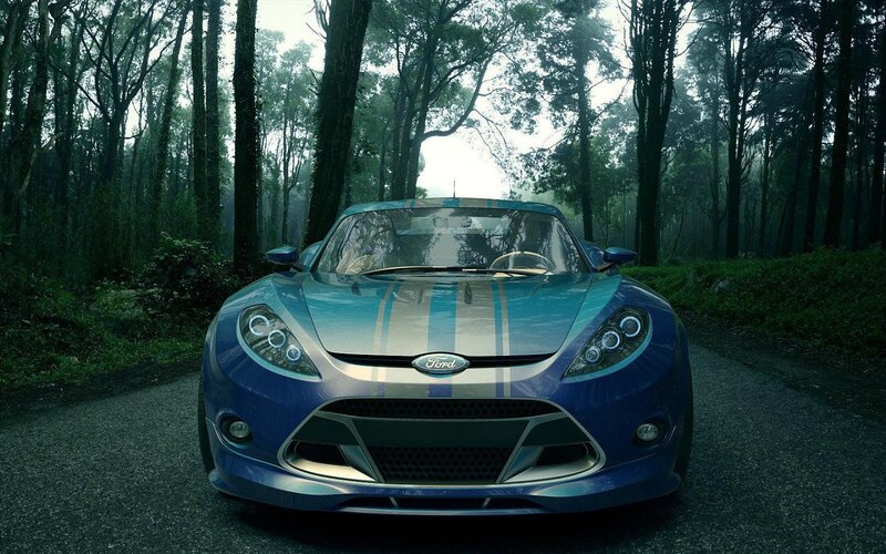 Blue Sports Car — Dramatic, Morning
