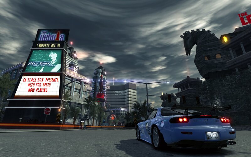 Blue Sports Car — Dramatic, Night, 3d Render, Billboard
