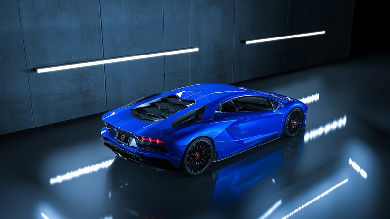 Blue Sports Car — Dramatic, Night, 3d Render, Lighting