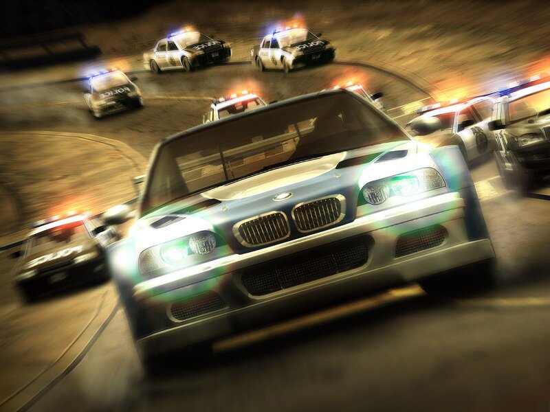 Blue Sports Car — Dramatic, Night, 3d Render, Police Cars