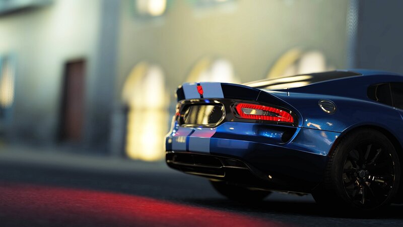 Blue Sports Car — Dramatic, Night, 3d Render, Taillight