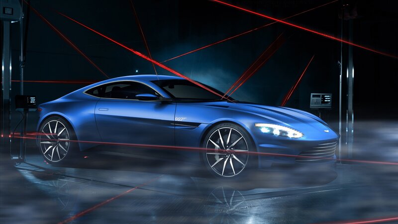 Blue Sports Car — Dramatic, Night, Digital Art, Laser Grid