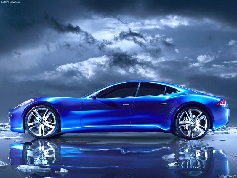 Blue Sports Car — Dramatic, Night, Digital Art, Reflection