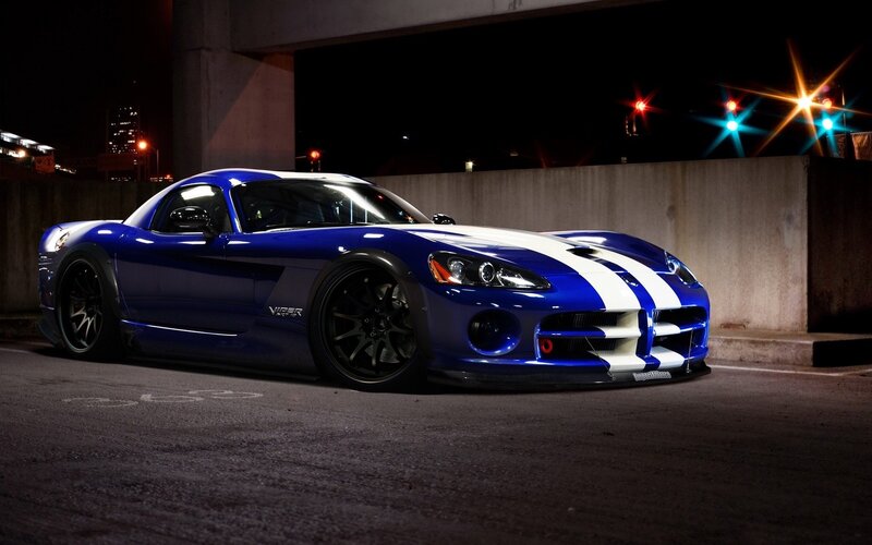 Blue Sports Car — Dramatic, Night, Photograph, Bridge