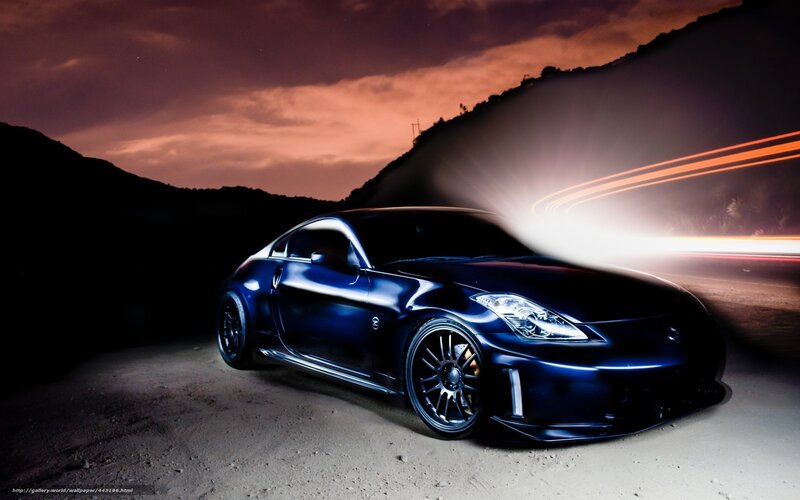 Blue Sports Car — Dramatic, Night, Photograph, Mountain