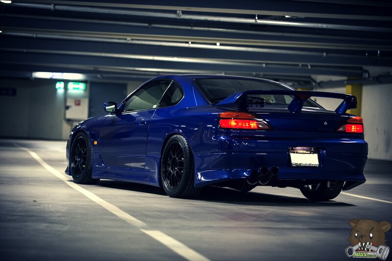 Blue Sports Car — Dramatic, Night, Photograph, Parking Garage