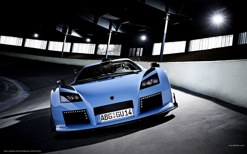 Blue Sports Car — Dramatic, Night, Photograph, Race Track, Lights, Wall