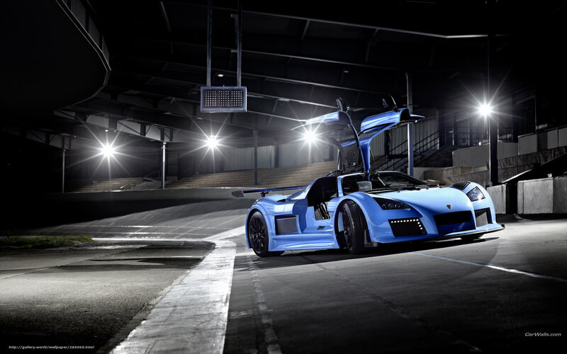 Blue Sports Car — Dramatic, Night, Photograph, Race Track, Stadium Lights