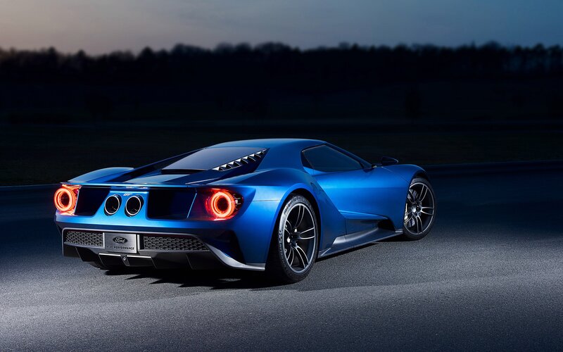 Blue Sports Car — Dramatic, Night, Photograph, Road, Trees