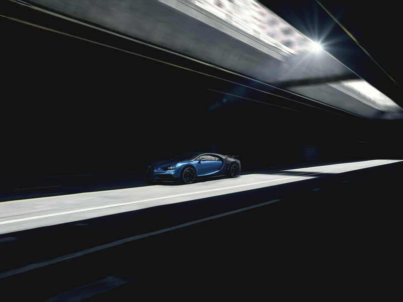 Blue Sports Car — Dramatic, Night, Photograph, Tunnel, Road