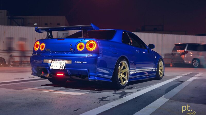 Blue Sports Car — Dramatic, Night, Photograph, Wings
