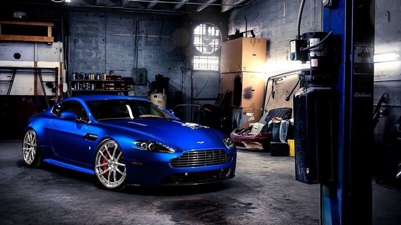 Blue Sports Car — Dramatic, Photograph, Garage
