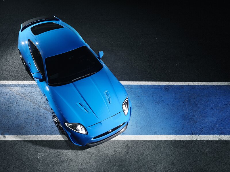 Blue Sports Car — Dramatic, Photograph, Road, Line