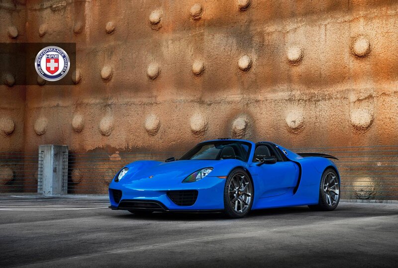 Blue Sports Car — Dramatic, Photograph, Wall, Concrete