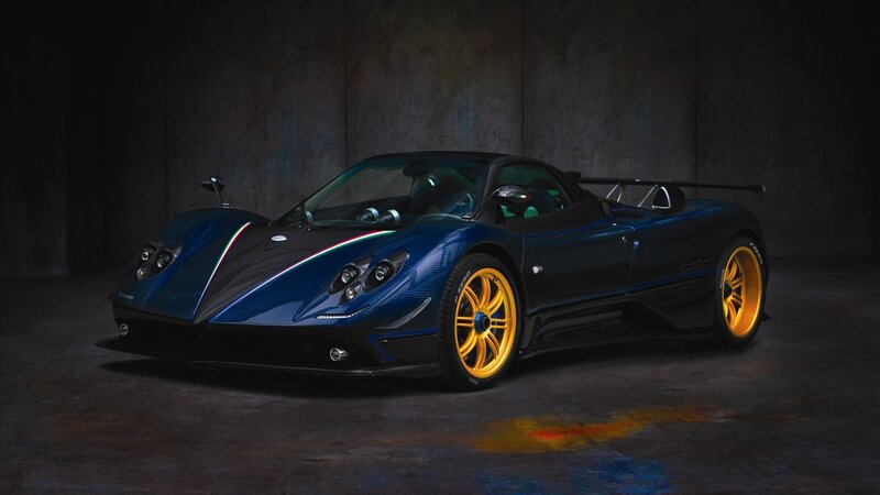 Blue Sports Car — Dramatic, Photograph, Yellow Wheels