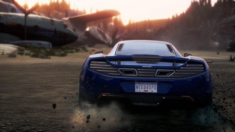 Blue Sports Car — Dramatic, Sunset, 3d Render, Airplane Wreckage