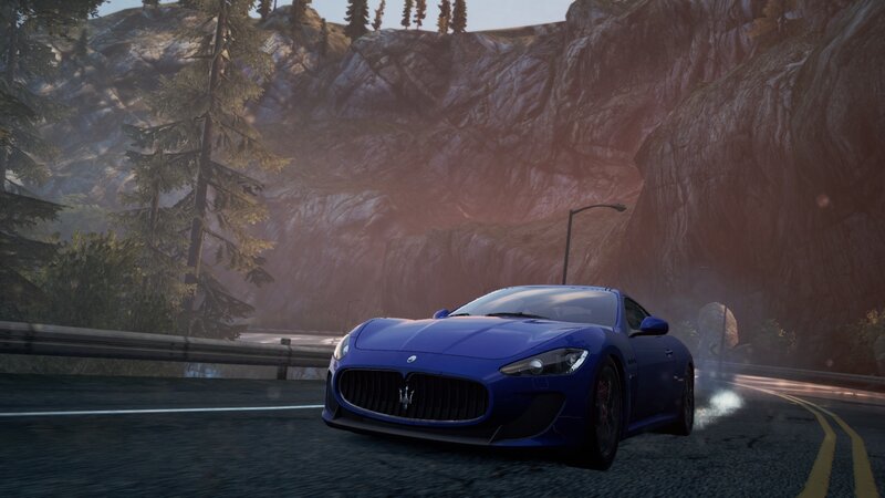 Blue Sports Car — Dramatic, Sunset, 3d Render, Road