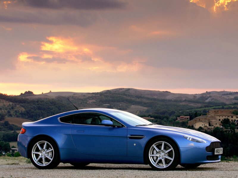 Blue Sports Car — Dramatic, Sunset, Photograph, Hills