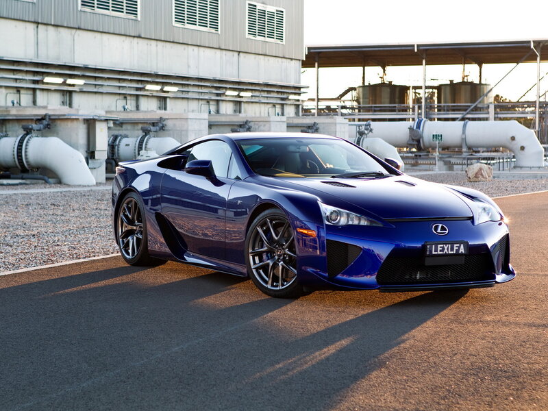 Blue Sports Car — Dramatic, Sunset, Photograph, Industrial Building