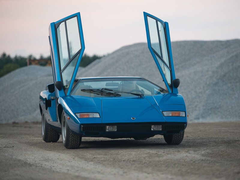 Blue Sports Car — Dramatic, Sunset, Photograph, Open Doors