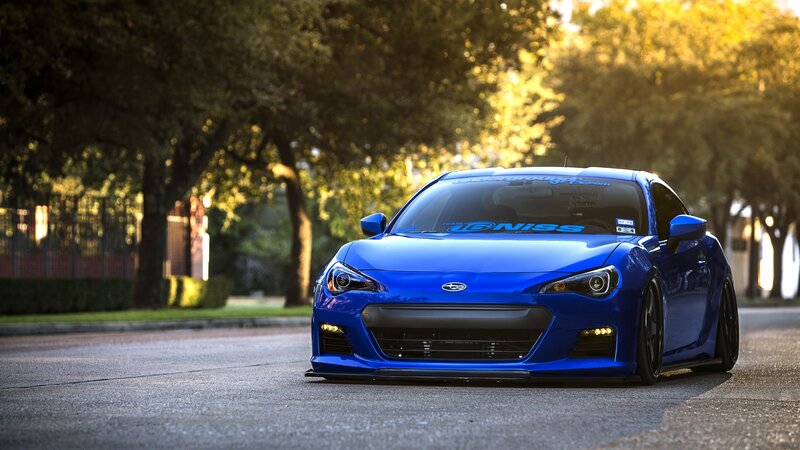 Blue Sports Car — Dramatic, Sunset, Photograph, Trees, Road, Sunlight