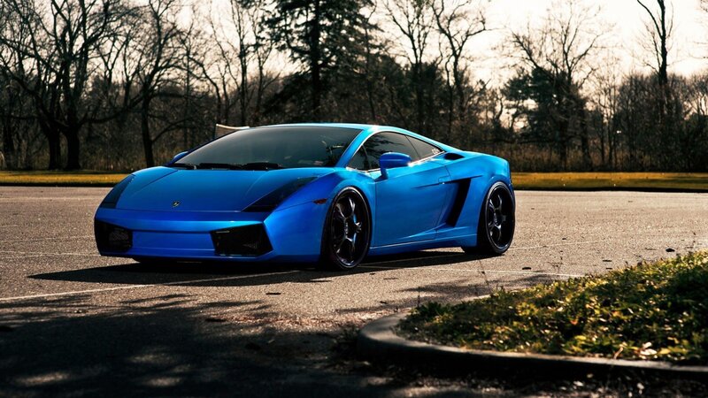 Blue Sports Car — Dramatic, Sunset, Photograph, Trees