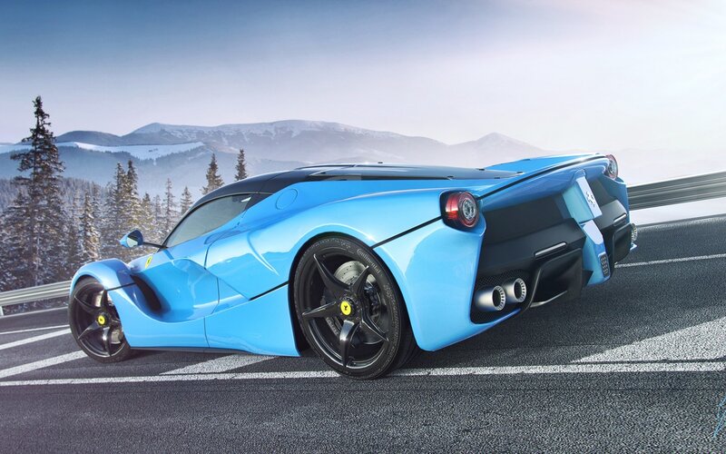 Blue Sports Car — Dramatic, Winter
