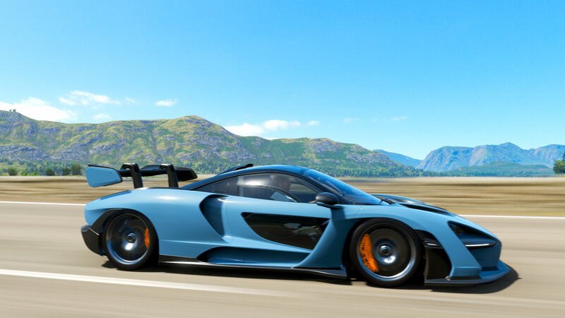 Blue Sports Car — Dynamic, Afternoon, 3d Render, Mountains